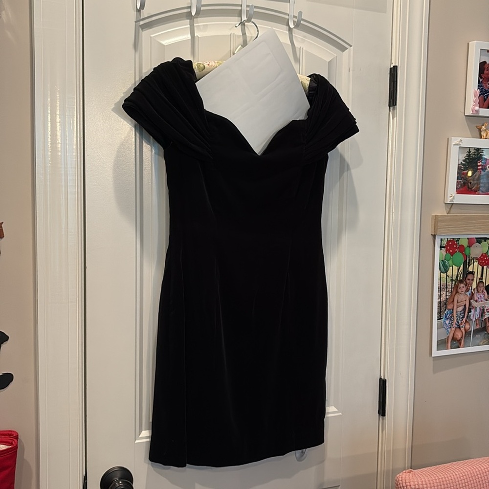 Elegant VELVET very  dark  emerald Dress